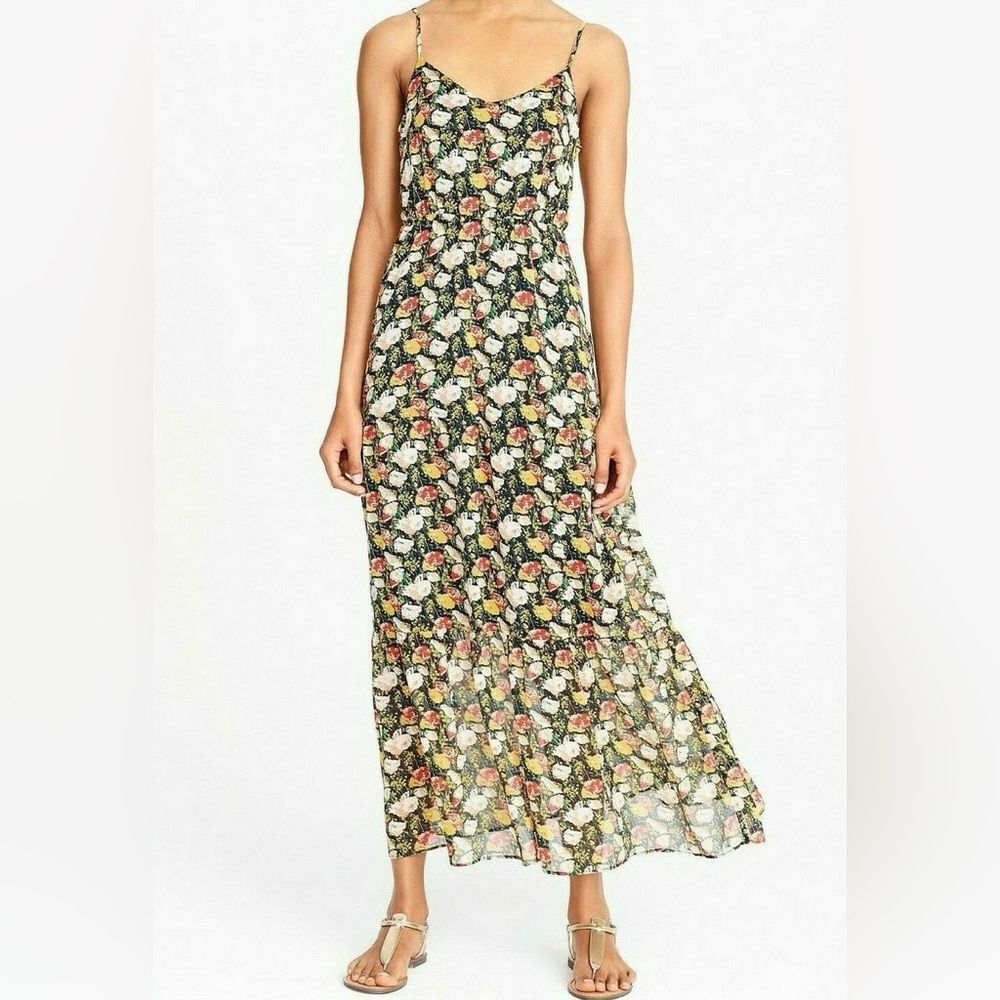 J. CREW MERCANTILE SPAGHETTI STRAPS CHIFFON TIERED MAXI DRESS FLORAL